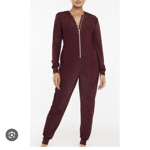 Savage X Fenty Sparkling Maroon Pajama Jumpsuit